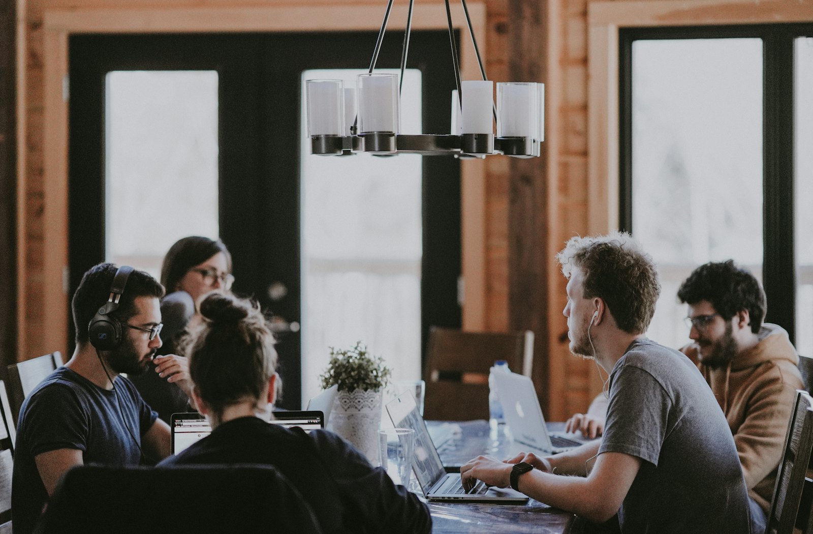 Colleagues talking in an office